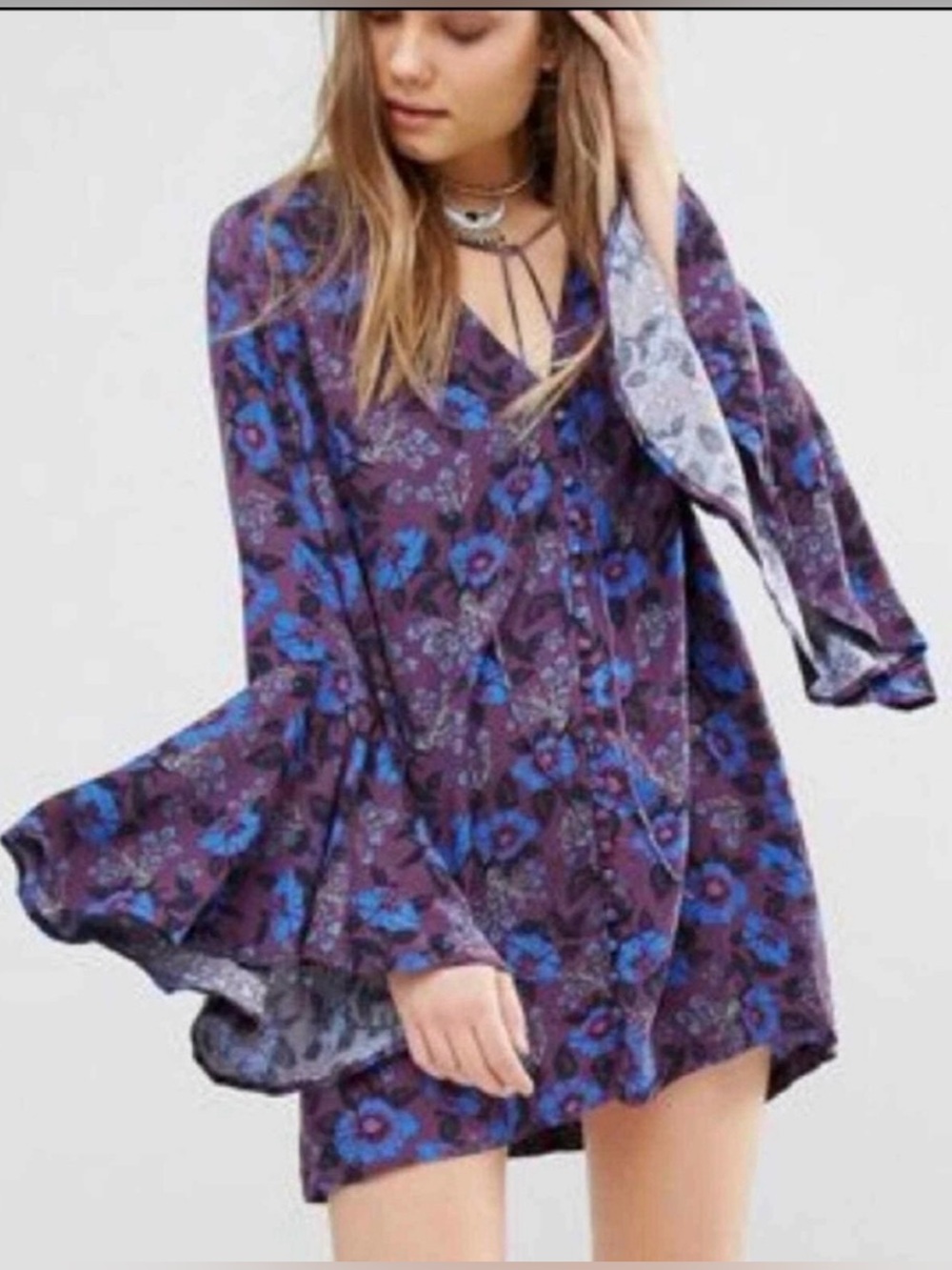Free People Magic Mystery Tunic Dress Bell sleeve floral